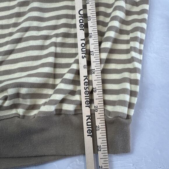 Vintage Blouse Brown Tan 80s Medium Grandma‎ Grandpa Striped - Picture 8 of 11